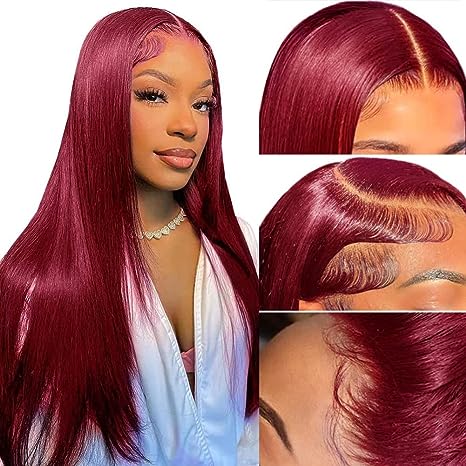 Lixir Burgundy Red ™ 4x4 Glueless Closure Lace 100% Human Hair Transparent Lace Super Double Drawn