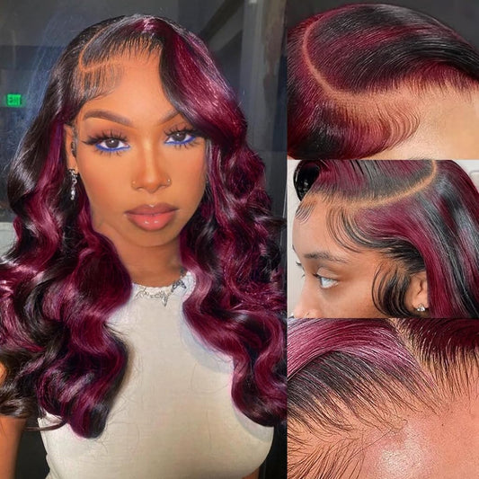 Lixir Burgundy Red ™ 4x4 Glueless Closure Lace 100% Human Hair Transparent Lace Super Double Drawn