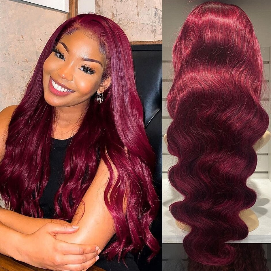 Lixir Burgundy Red ™ 4x4 Glueless Closure Lace 100% Human Hair Transparent Lace Super Double Drawn