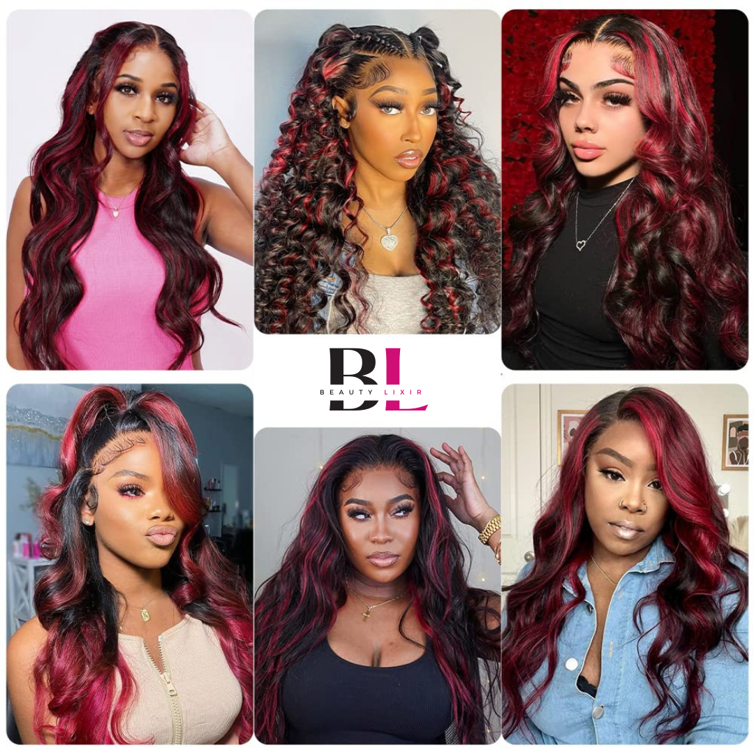 Lixir Burgundy Red ™ 4x4 Glueless Closure Lace 100% Human Hair Transparent Lace Super Double Drawn